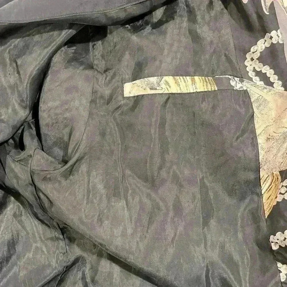 Vintage Coaco Cropped Light Weight Pearl & Shell Zip Up 100% Silk - Picture 5 of 5